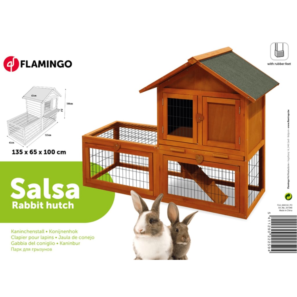 FLAMINGO Konijnenhok Salsa 135x65x100 cm bruin