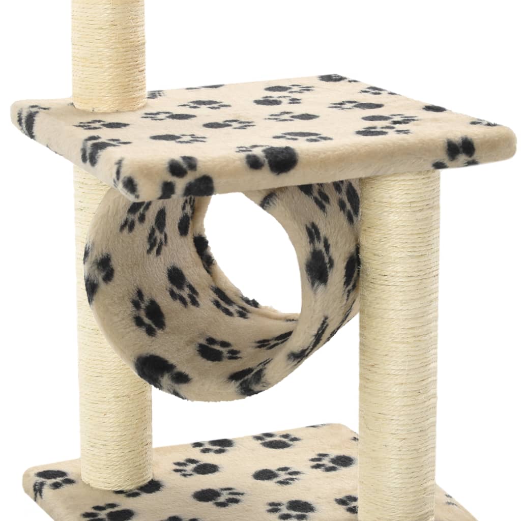 Kattenkrabpaal met sisal krabpalen 65 cm pootafdrukken beige