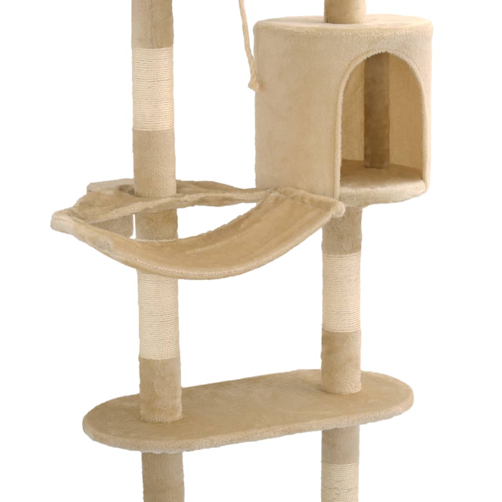 Kattenkrabpaal met sisal krabpalen wandmontage 194 cm beige