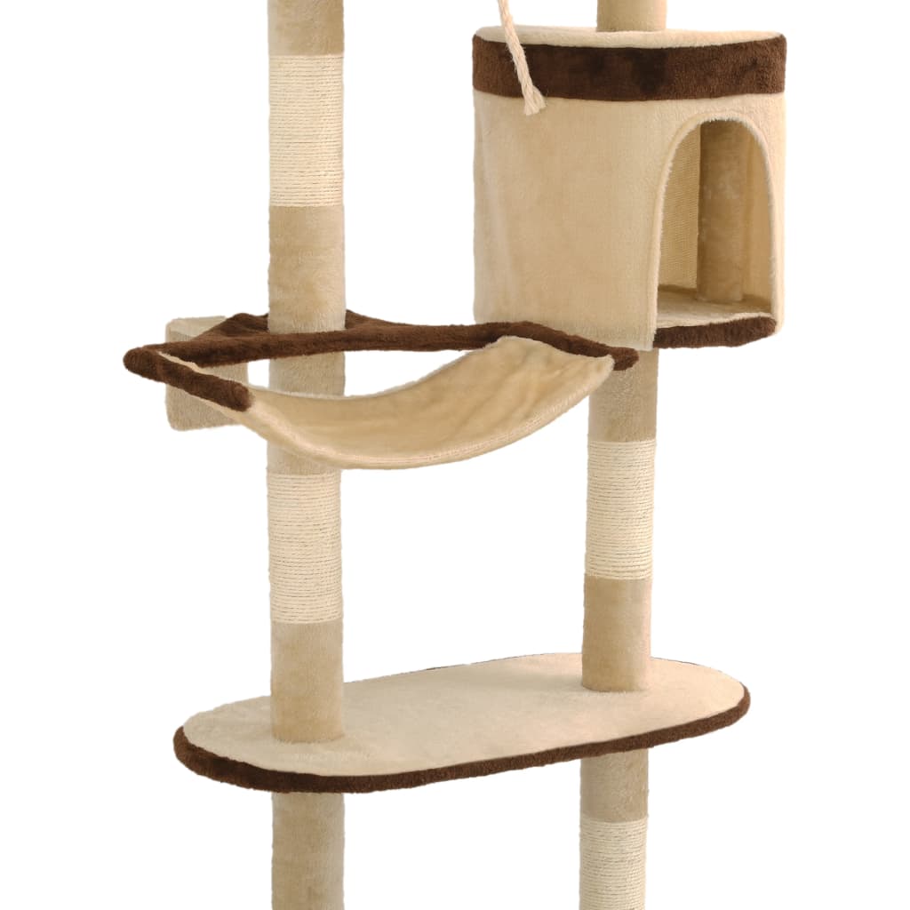 Kattenkrabpaal met krabpalen wandmontage 194 cm beige bruin