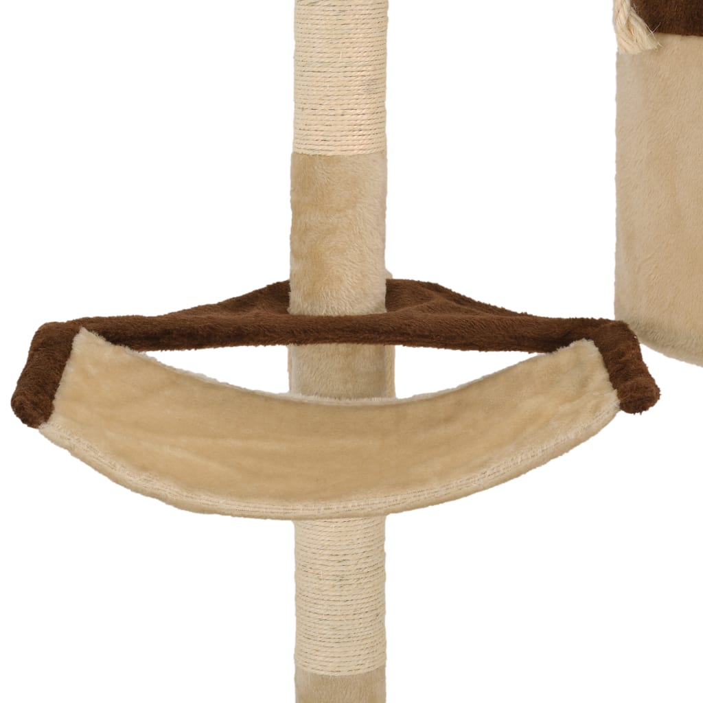 Kattenkrabpaal met krabpalen wandmontage 194 cm beige bruin