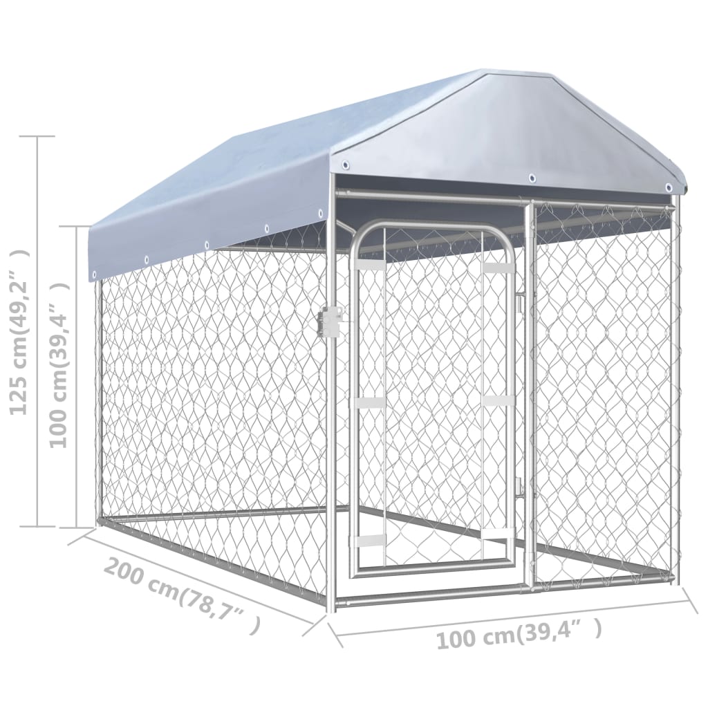 Hondenkennel voor buiten met dak 200x100x125 cm