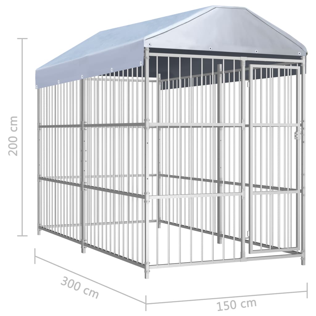 Hondenkennel voor buiten met dak 300x150x200 cm