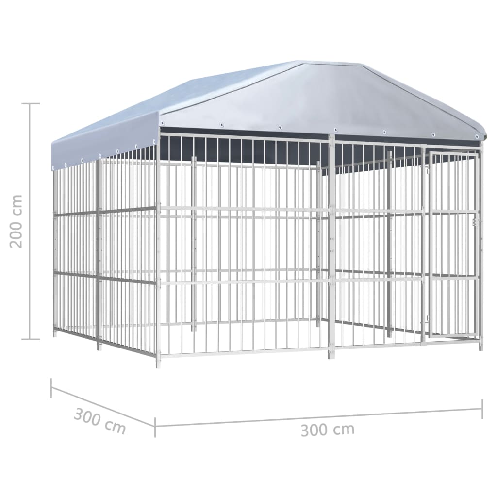 Hondenkennel voor buiten met dak 300x300x200 cm