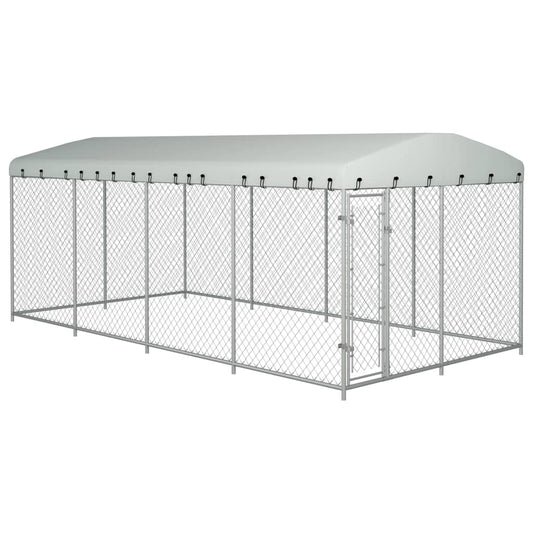 Hondenkennel voor buiten met dak 7,6x3,8x2,3 m