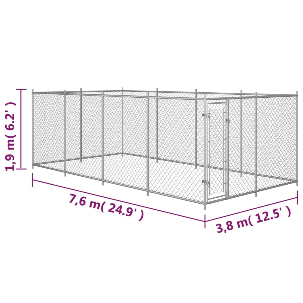 Hondenkennel voor buiten 7,6x3,8x1,9 m