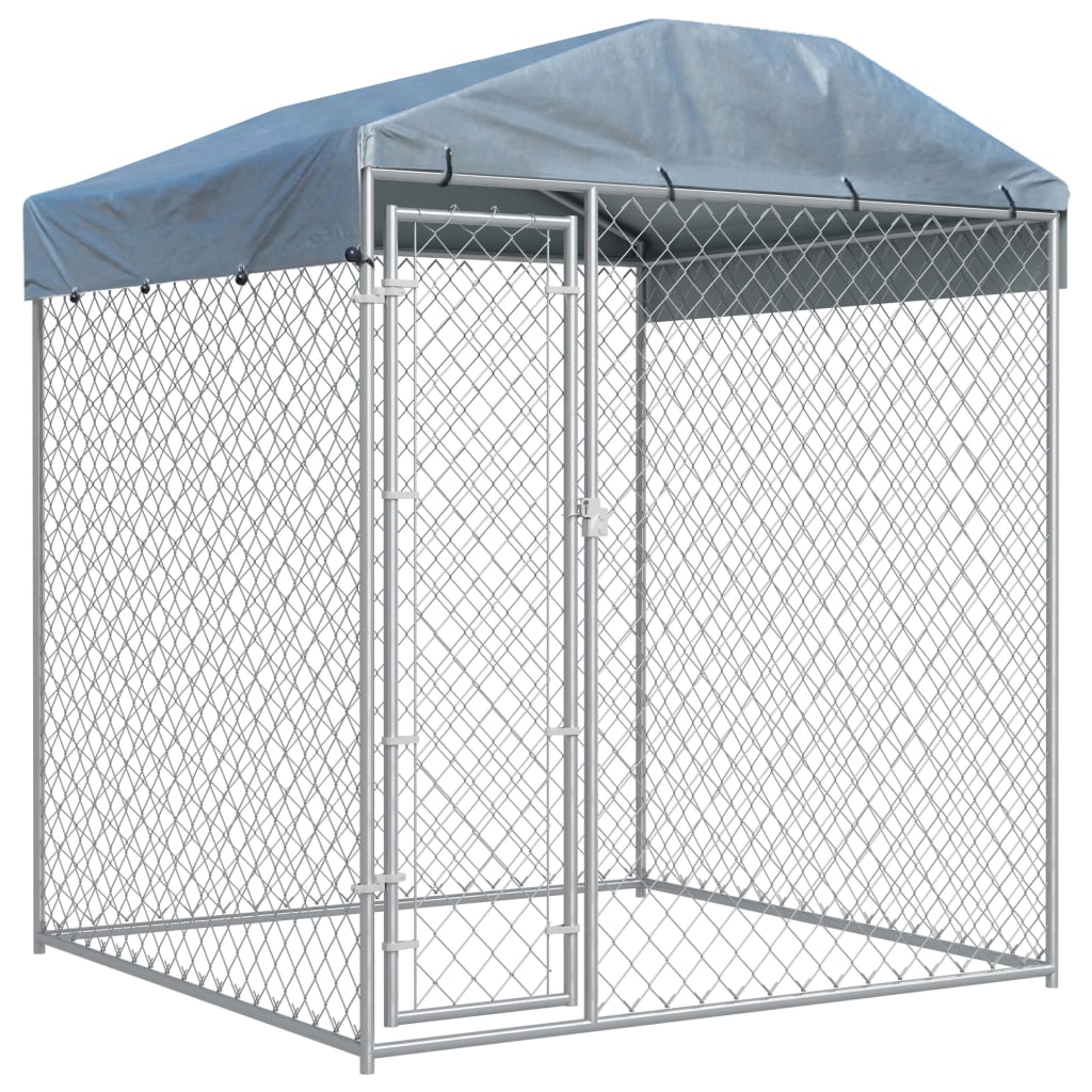 Hondenkennel voor buiten met dak 193x193x225 cm