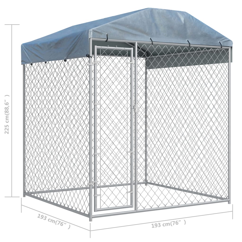 Hondenkennel voor buiten met dak 193x193x225 cm