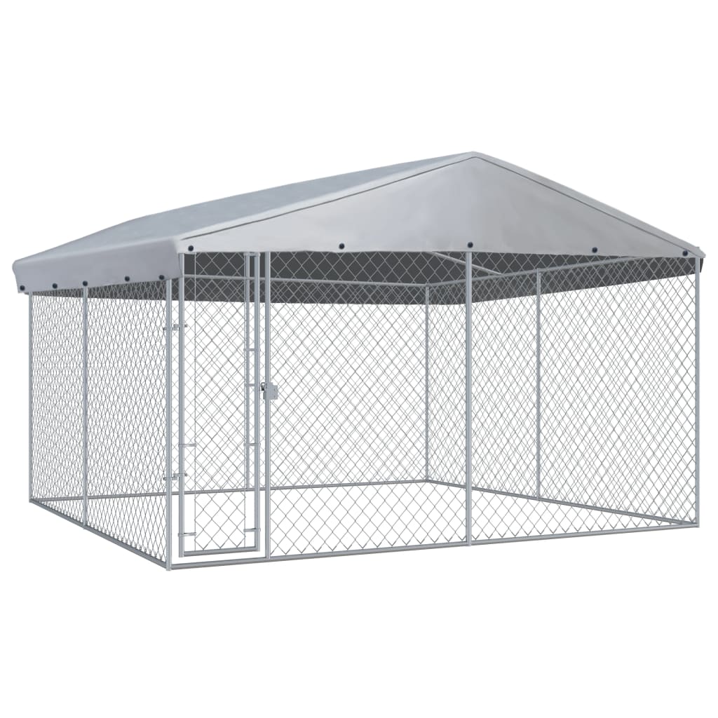 Hondenkennel voor buiten met dak 382x382x225 cm