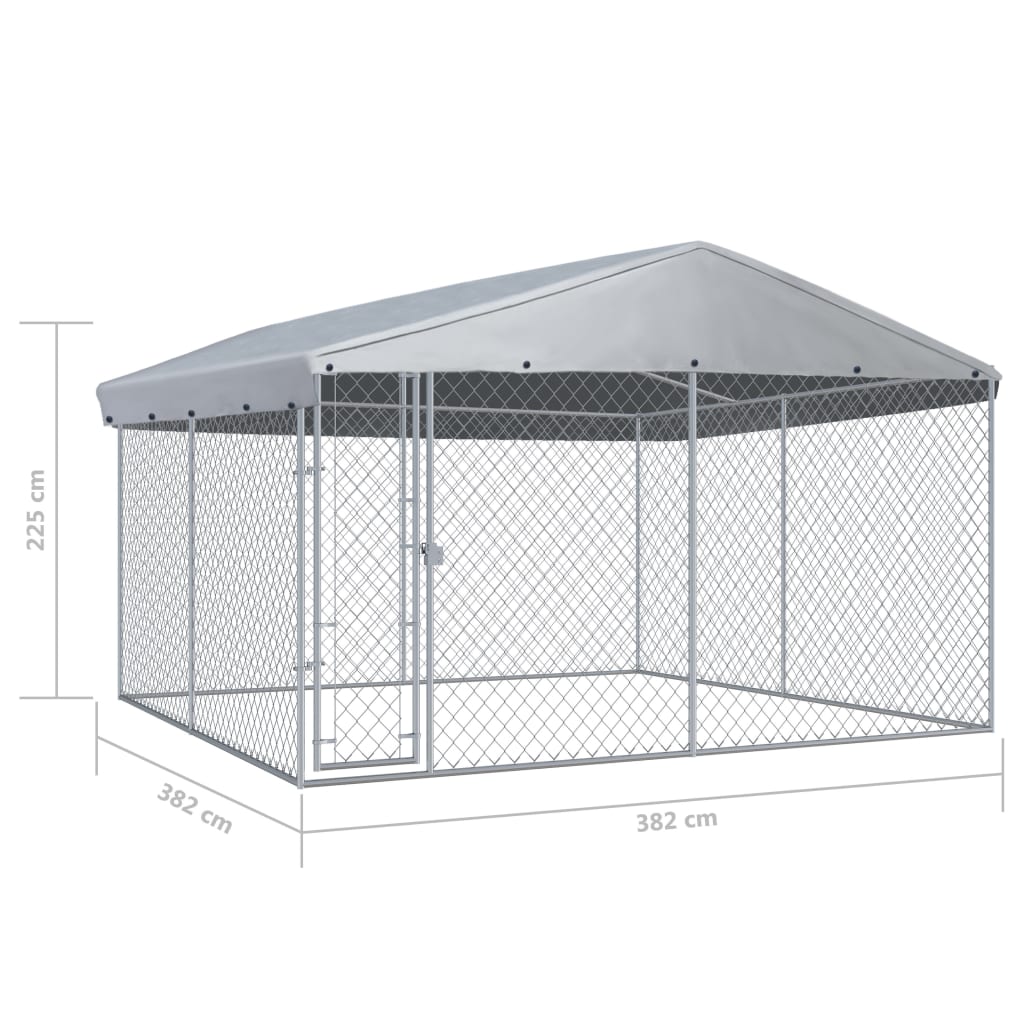 Hondenkennel voor buiten met dak 382x382x225 cm