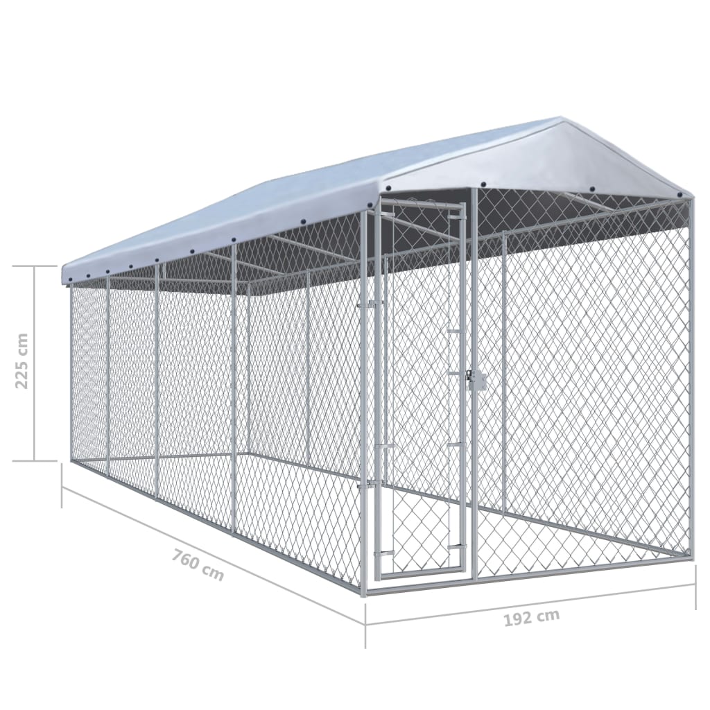 Hondenkennel voor buiten met dak 760x190x225 m