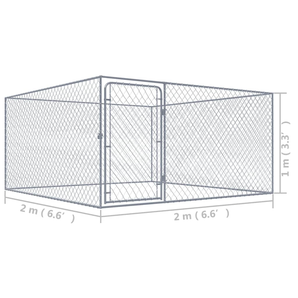 Hondenkennel voor buiten 2x2x1 m gegalvaniseerd staal