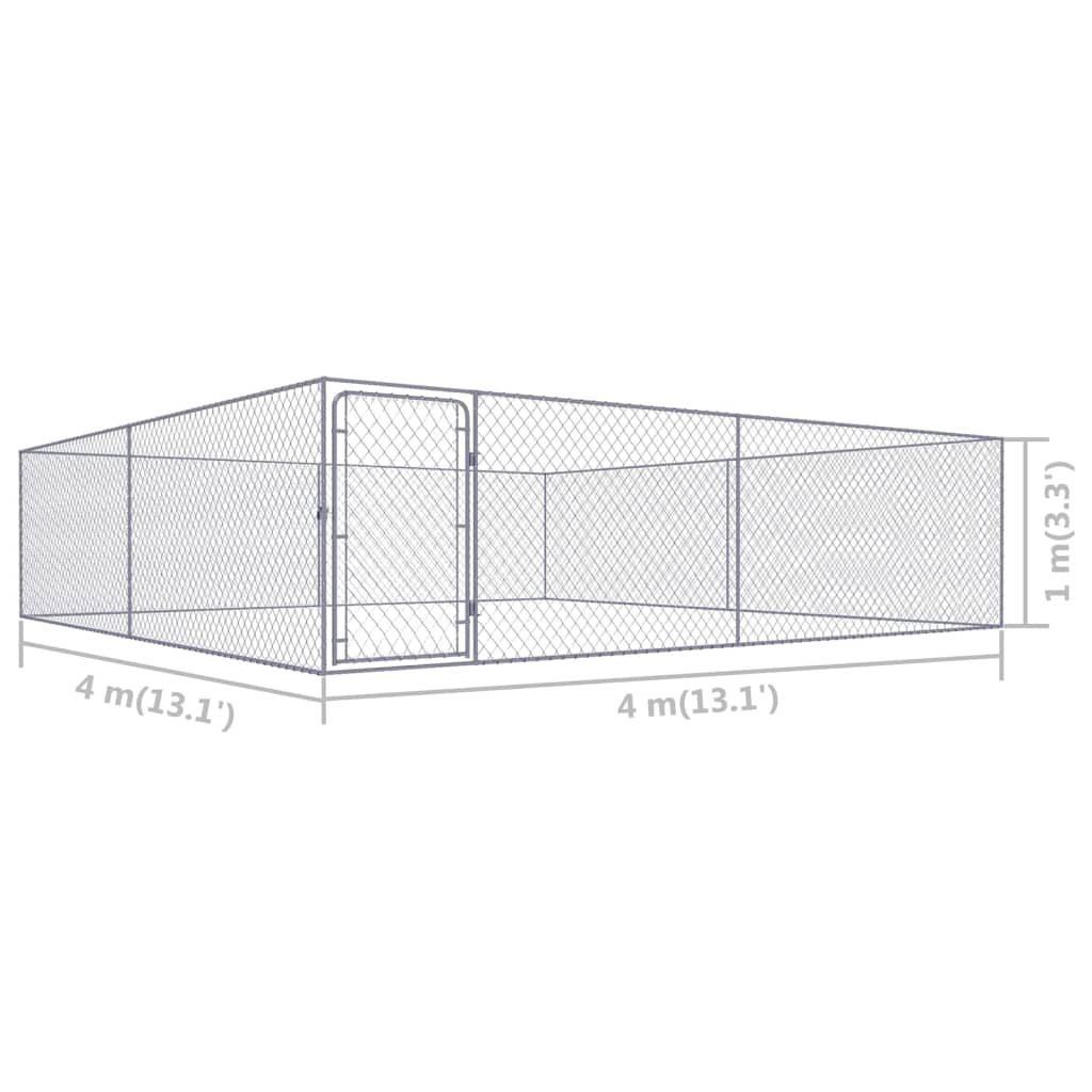 Hondenkennel voor buiten 4x4x1 m gegalvaniseerd staal