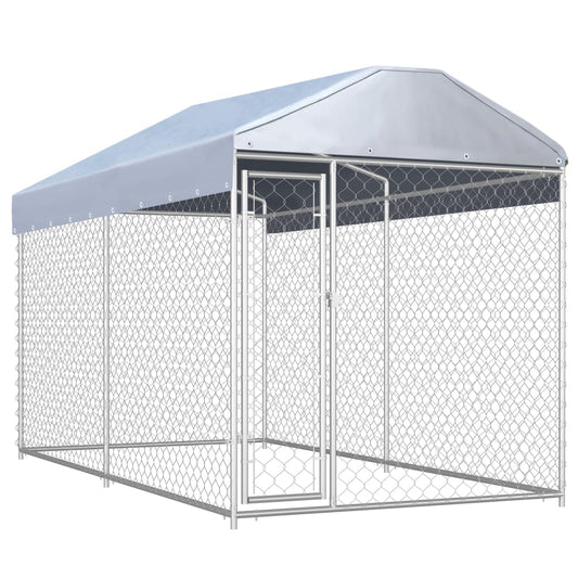 Hondenkennel voor buiten met dak 382x192x225 m