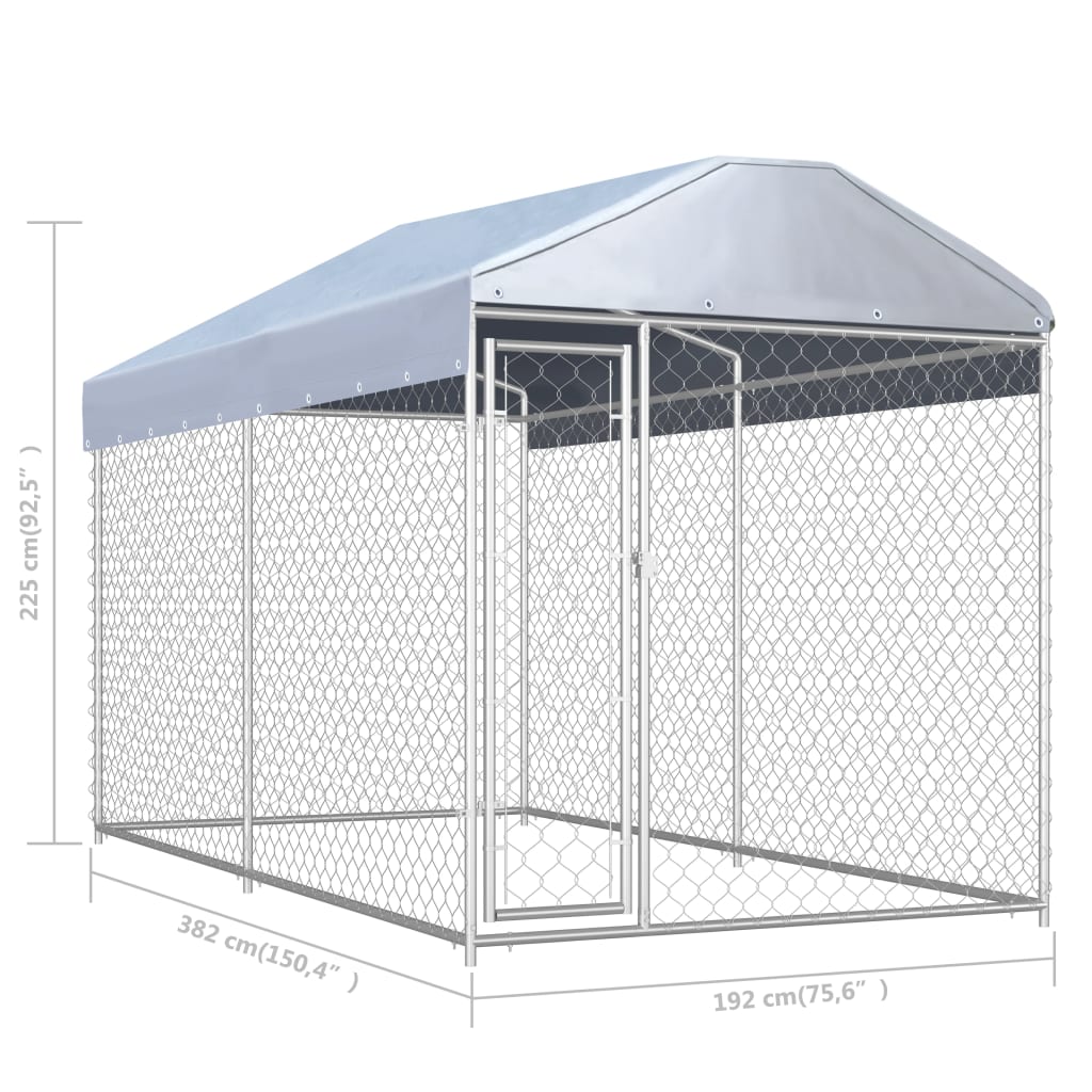 Hondenkennel voor buiten met dak 382x192x225 m