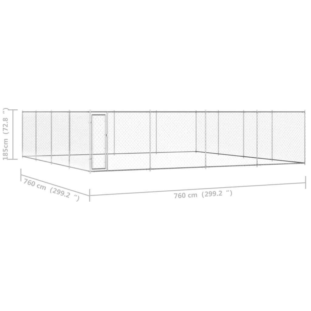 Hondenkennel voor buiten 760x760x185 cm gegalvaniseerd staal