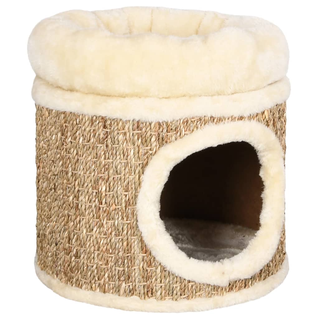 Kattenhuis met luxe kussen 33 cm zeegras