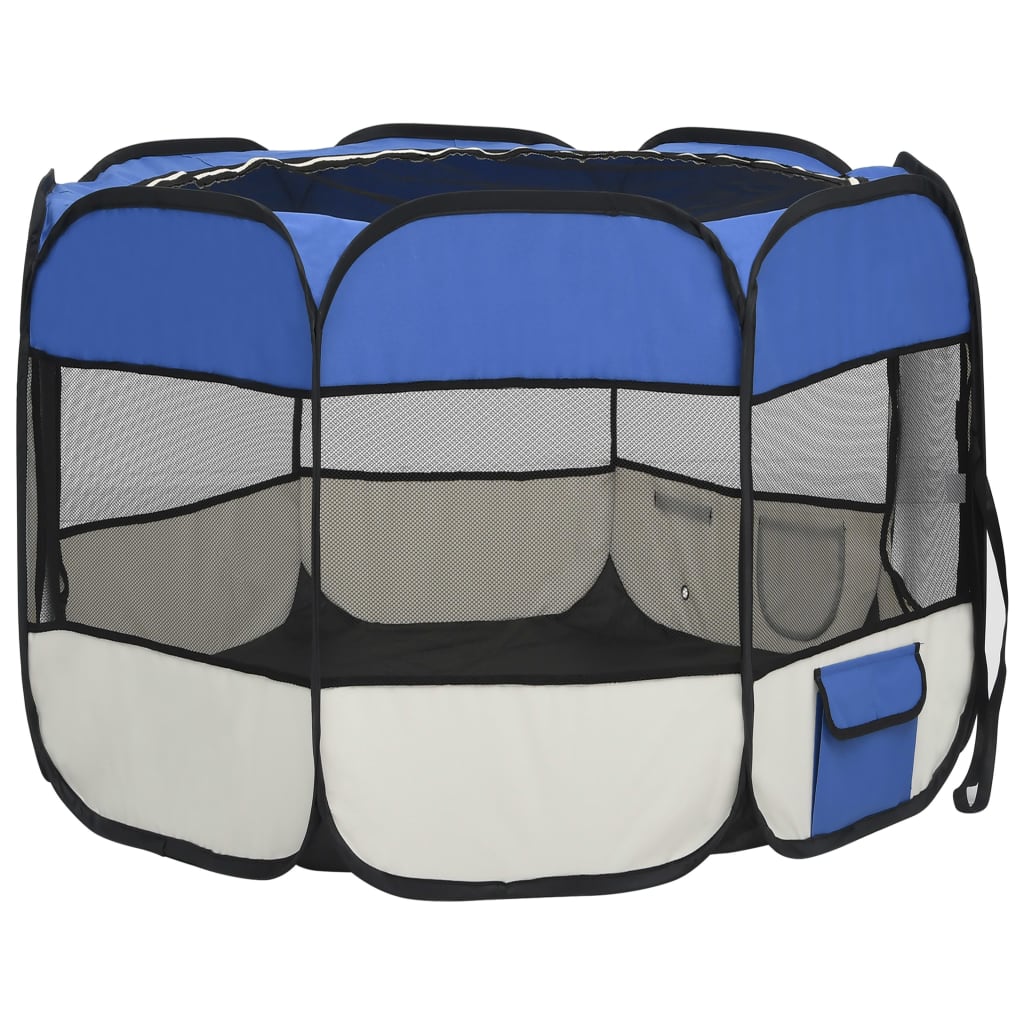 Hondenren inklapbaar met draagtas 90x90x58 cm blauw