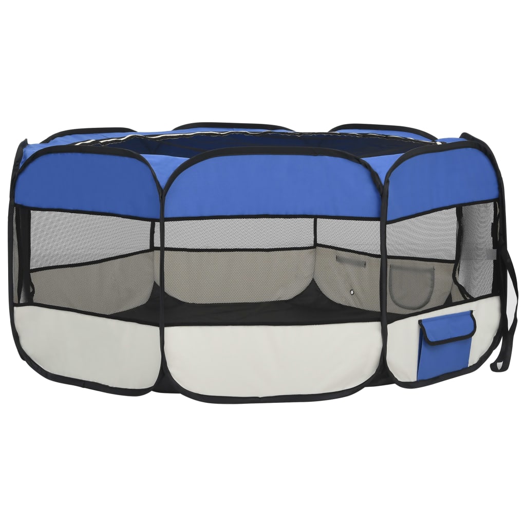 Hondenren inklapbaar met draagtas 145x145x61 cm blauw