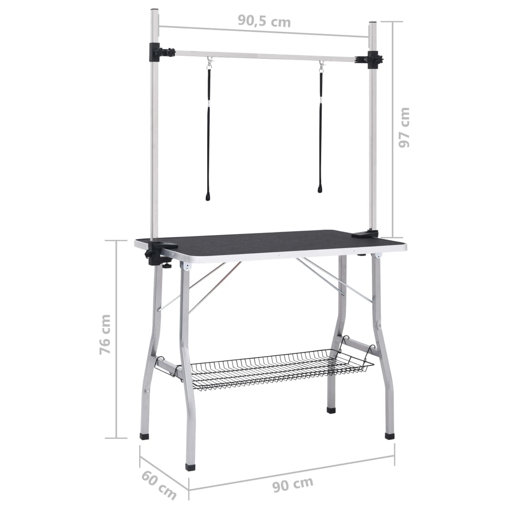 Hondentrimtafel verstelbaar met 2 lussen en opbergschap