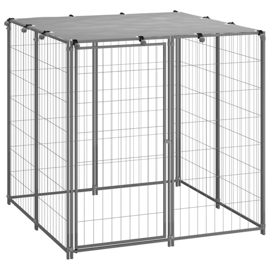 Hondenkennel 110x110x110 cm staal zilverkleurig