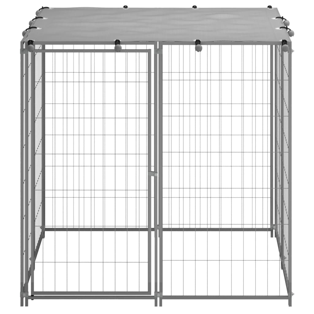 Hondenkennel 110x110x110 cm staal zilverkleurig