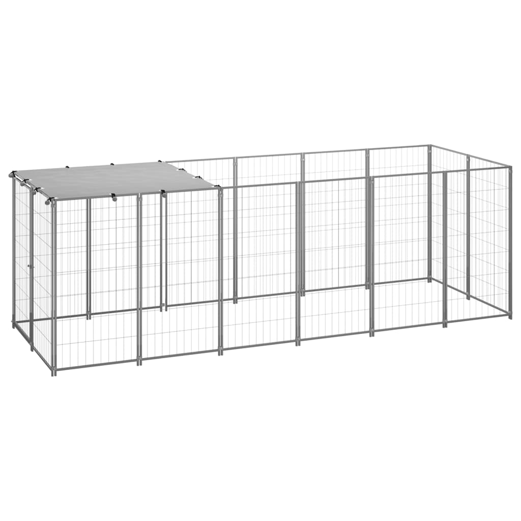 Hondenkennel 330x110x110 cm staal zilverkleurig