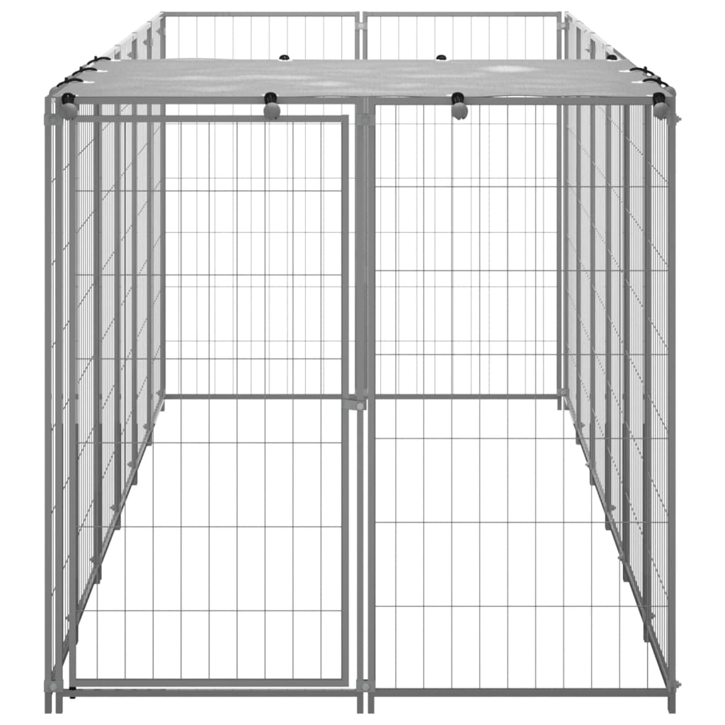 Hondenkennel 330x110x110 cm staal zilverkleurig