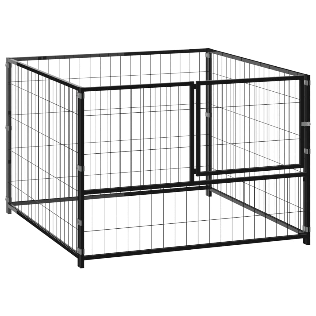 Hondenkennel 100x100x70 cm staal zwart