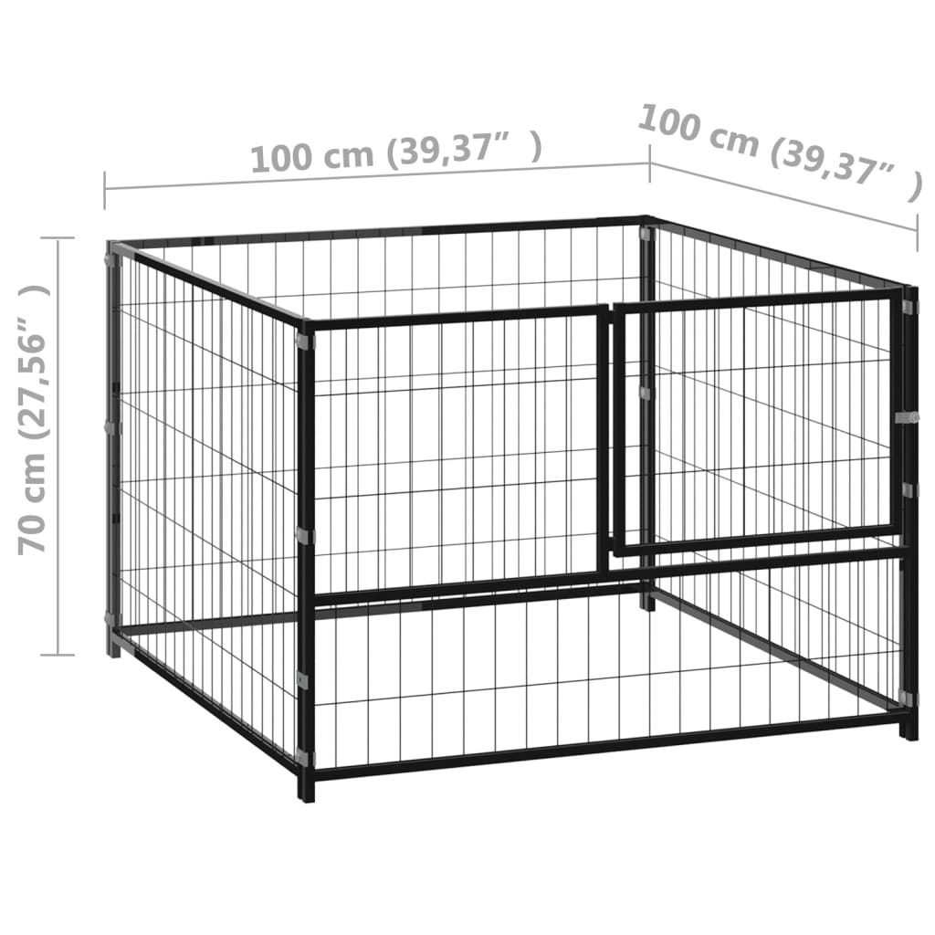 Hondenkennel 100x100x70 cm staal zwart