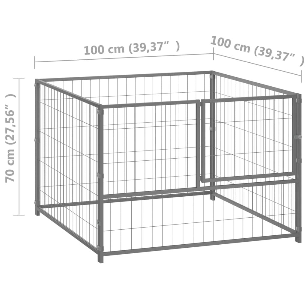 Hondenkennel 100x100x70 cm staal zilverkleurig