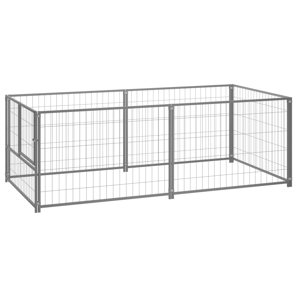 Hondenkennel 200x100x70 cm staal zilverkleurig