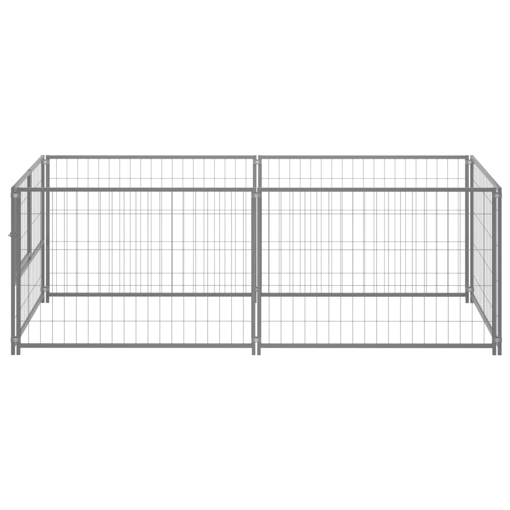 Hondenkennel 200x100x70 cm staal zilverkleurig