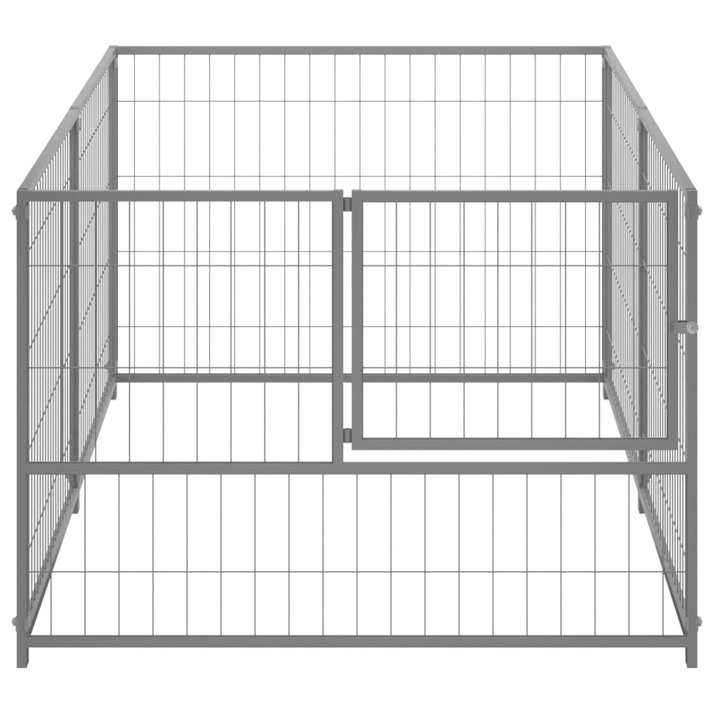 Hondenkennel 200x100x70 cm staal zilverkleurig