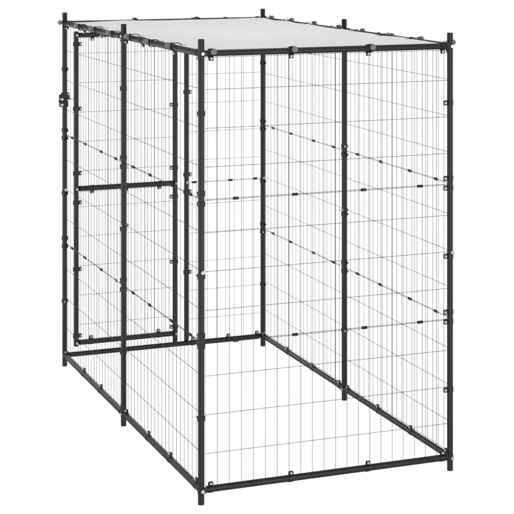 Hondenkennel voor buiten met dak 110x220x180 cm staal