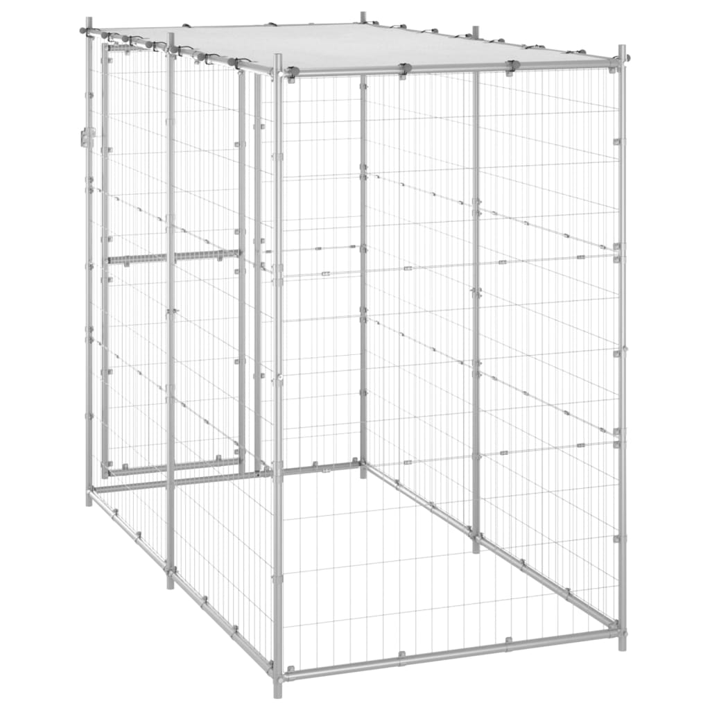 Hondenkennel buiten met dak 110x220x180 cm gegalvaniseerd staal