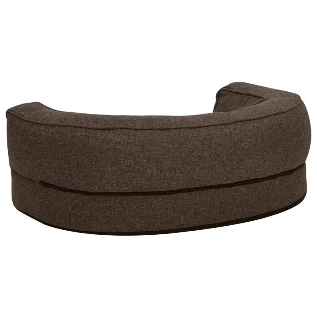 Hondenbed ergonomisch linnen-look 60x42 cm fleece bruin