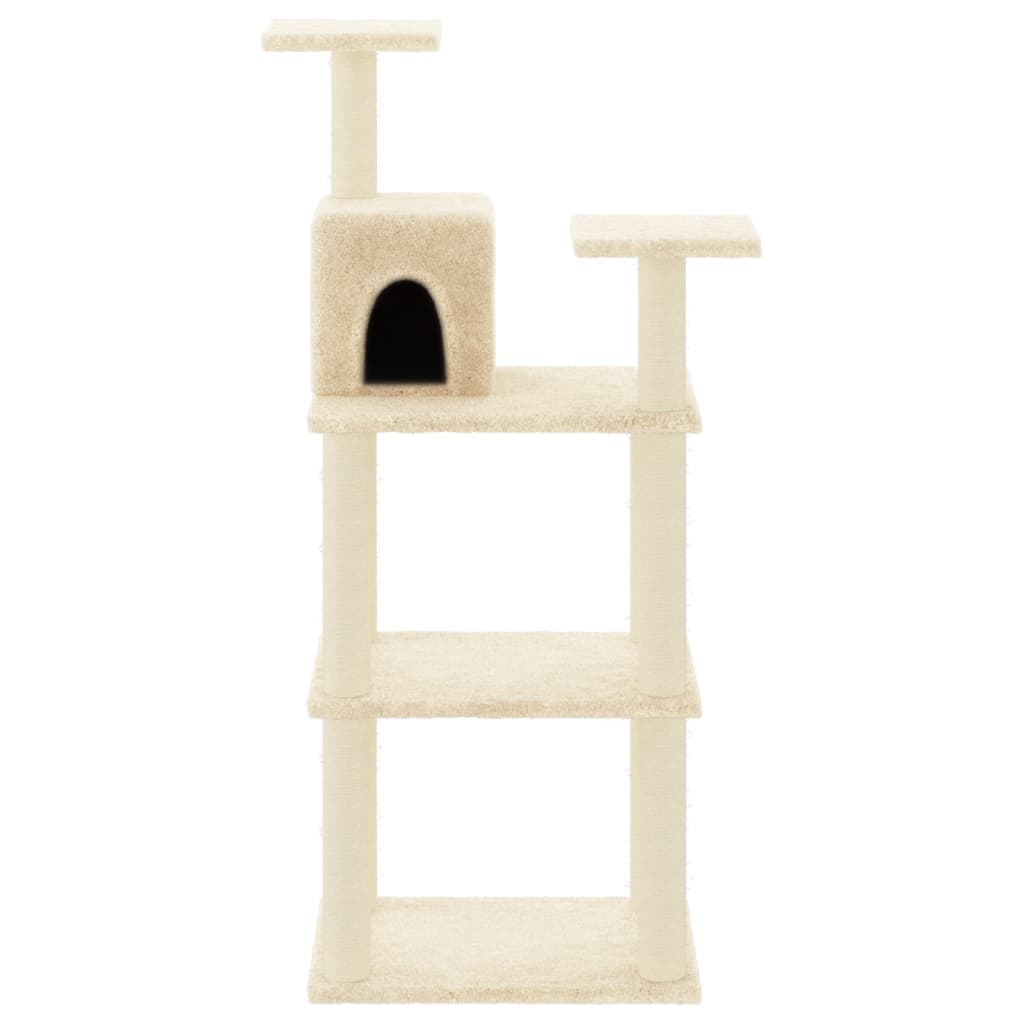 Kattenkrabpaal met sisal krabpalen 118,5 cm crèmekleurig