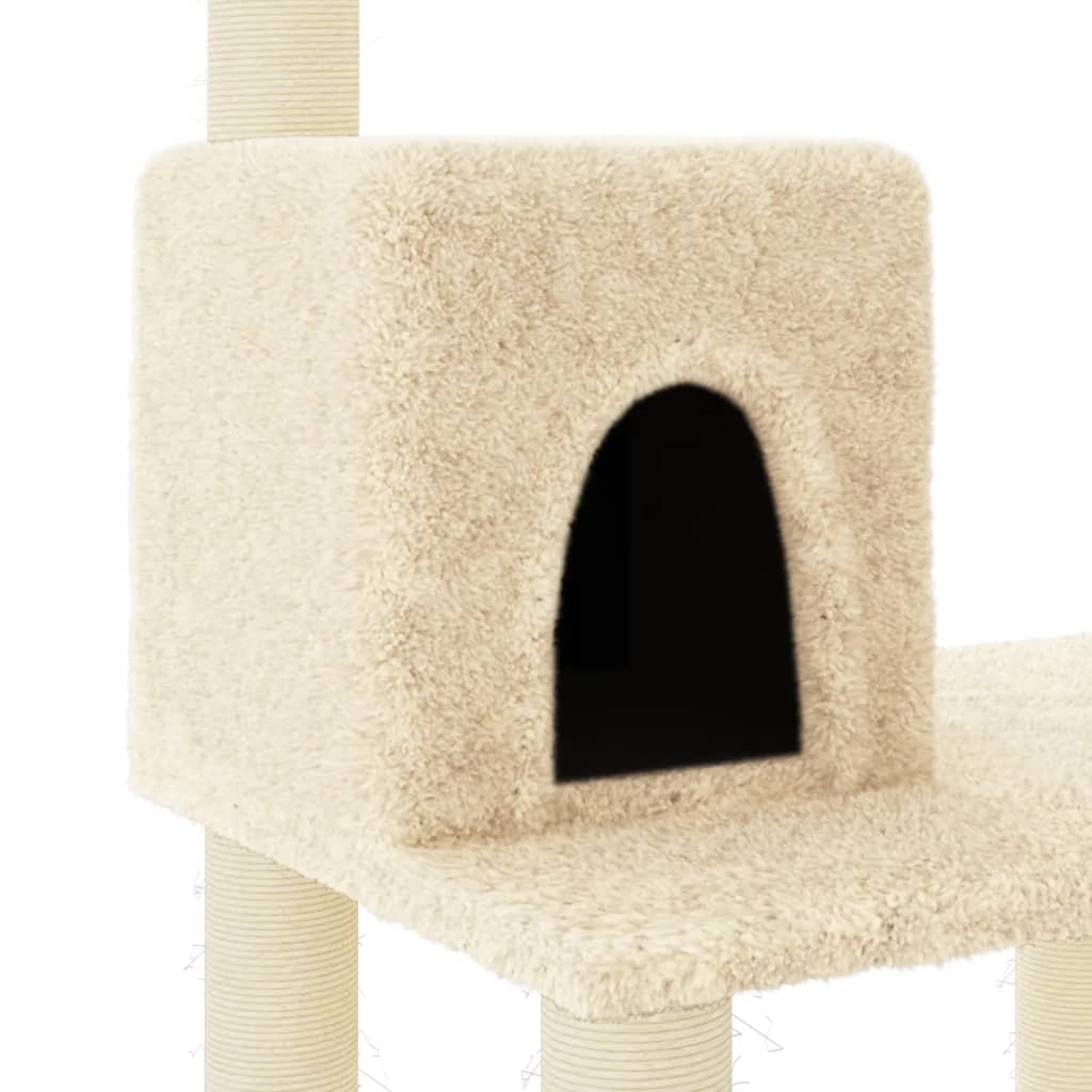 Kattenkrabpaal met sisal krabpalen 118,5 cm crèmekleurig