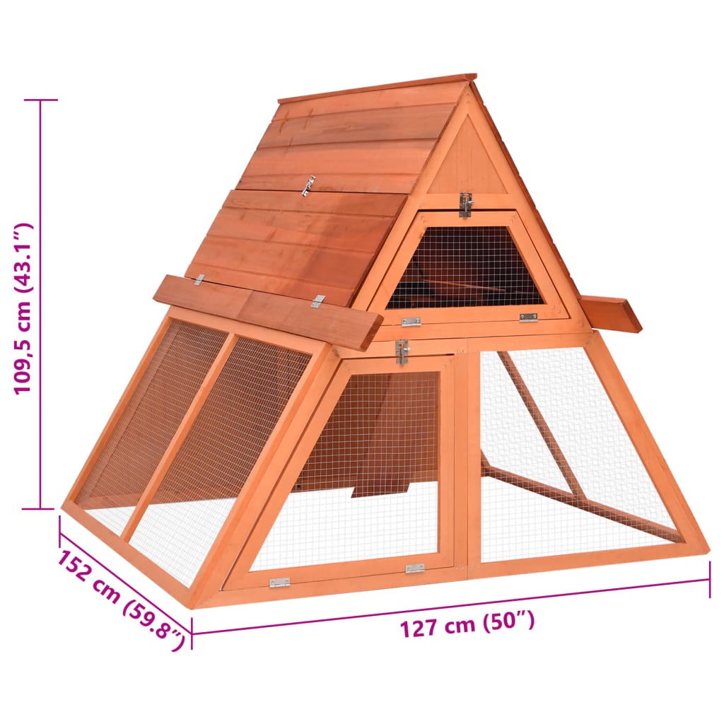 Konijnenhok 152x127x109,5 cm massief vurenhout