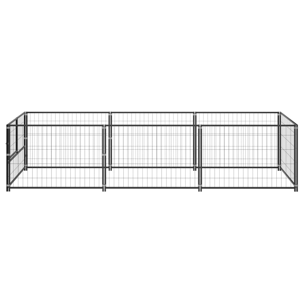 Hondenkennel 3 m² staal zwart