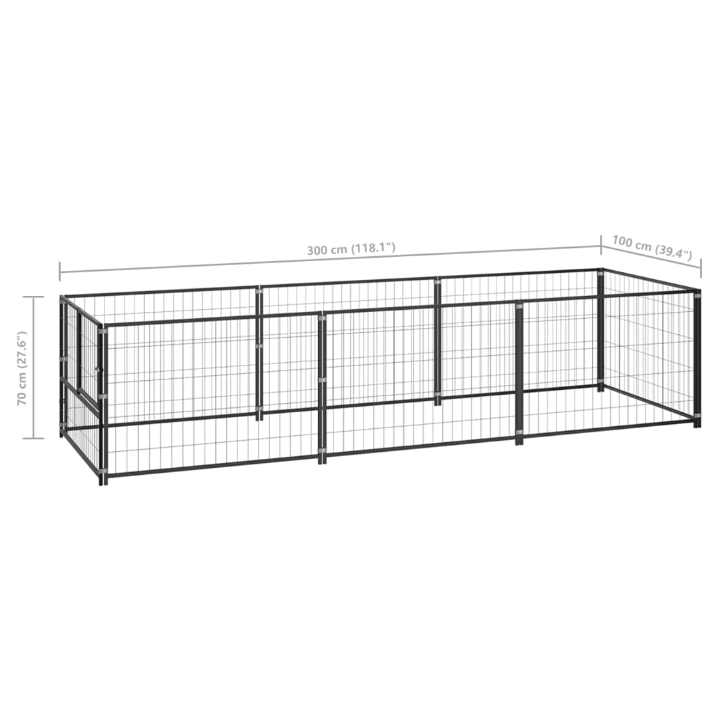 Hondenkennel 3 m² staal zwart