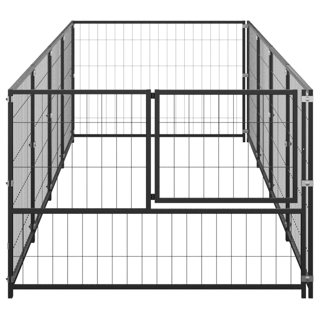 Hondenkennel 4 m² staal zwart