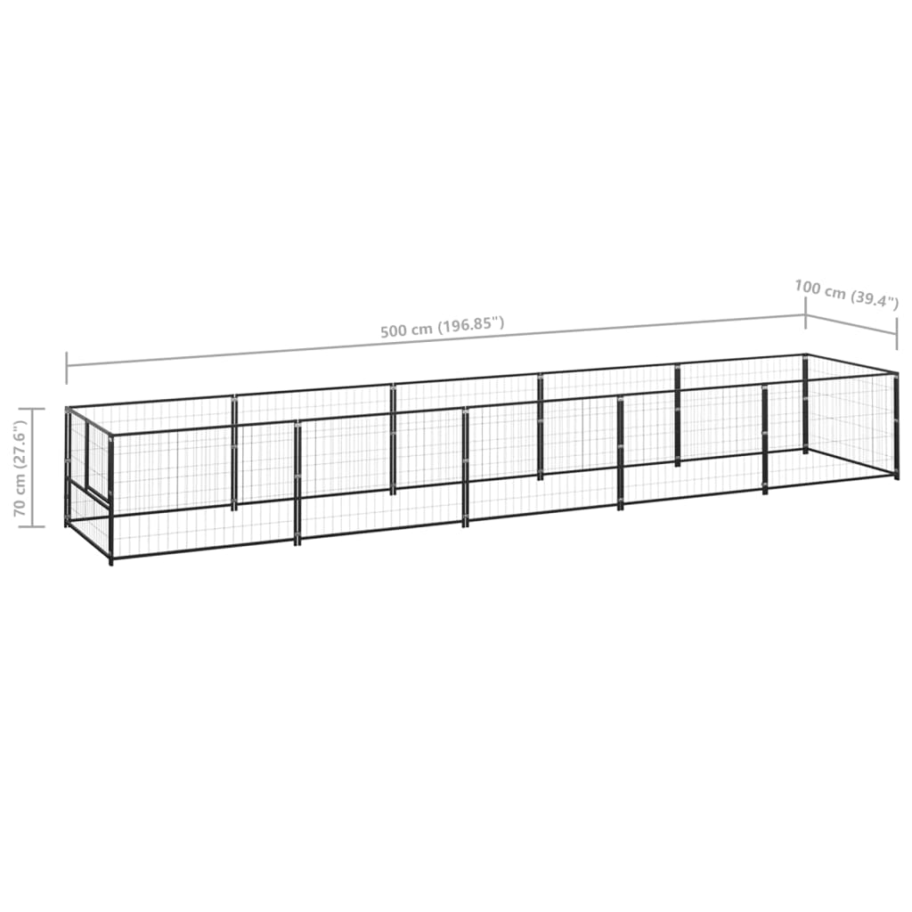 Hondenkennel 5 m² staal zwart