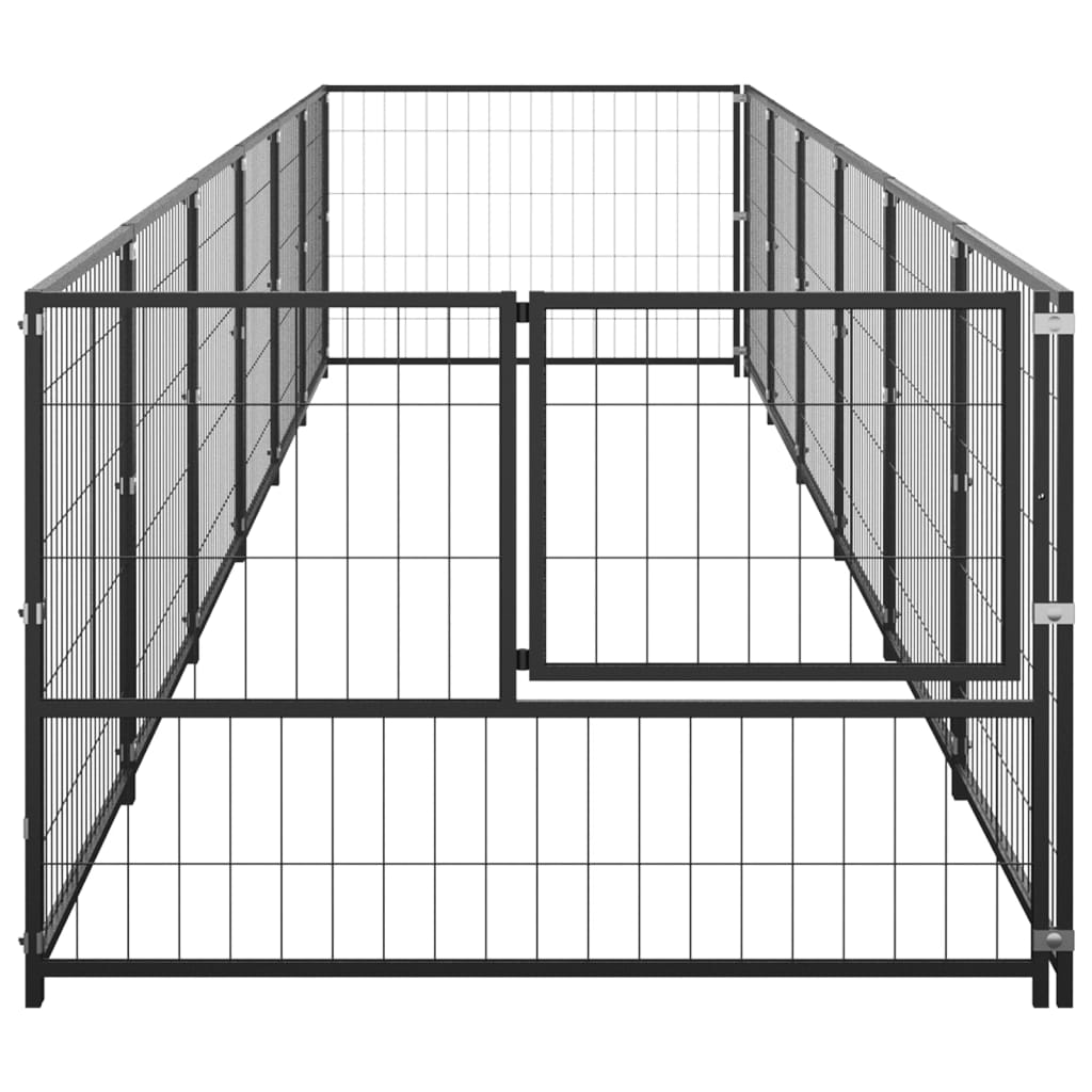 Hondenkennel 6 m² staal zwart