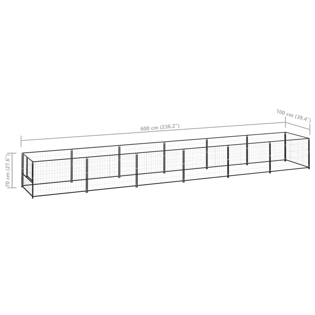 Hondenkennel 6 m² staal zwart