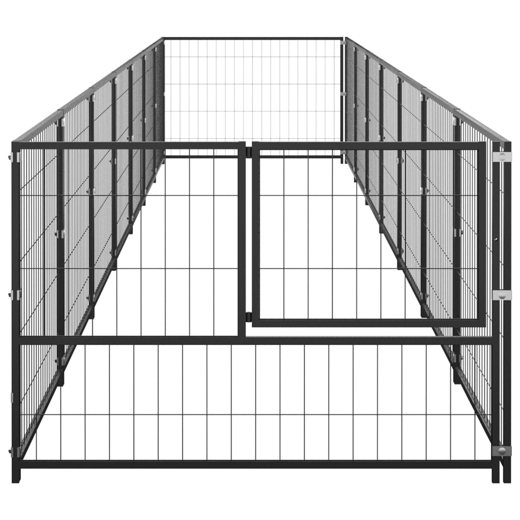 Hondenkennel 7 m² staal zwart