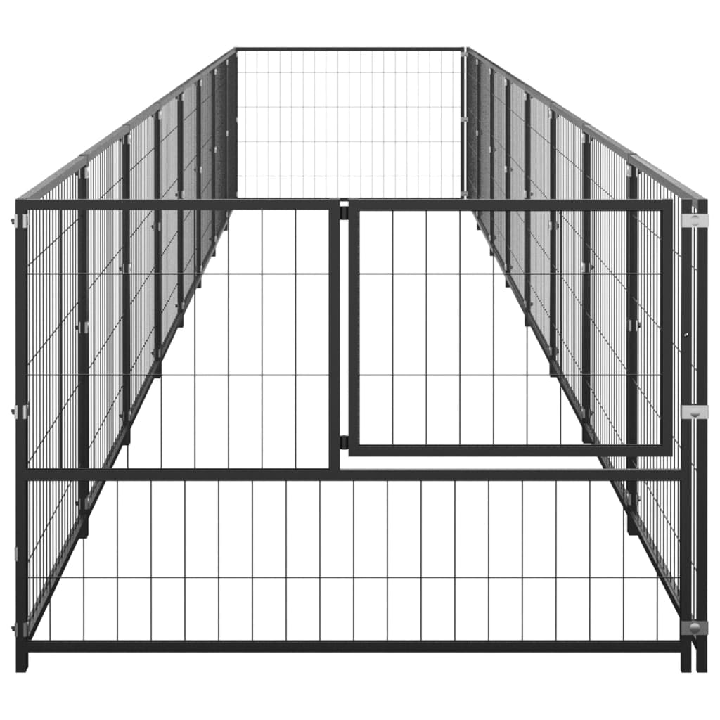 Hondenkennel 8 m² staal zwart