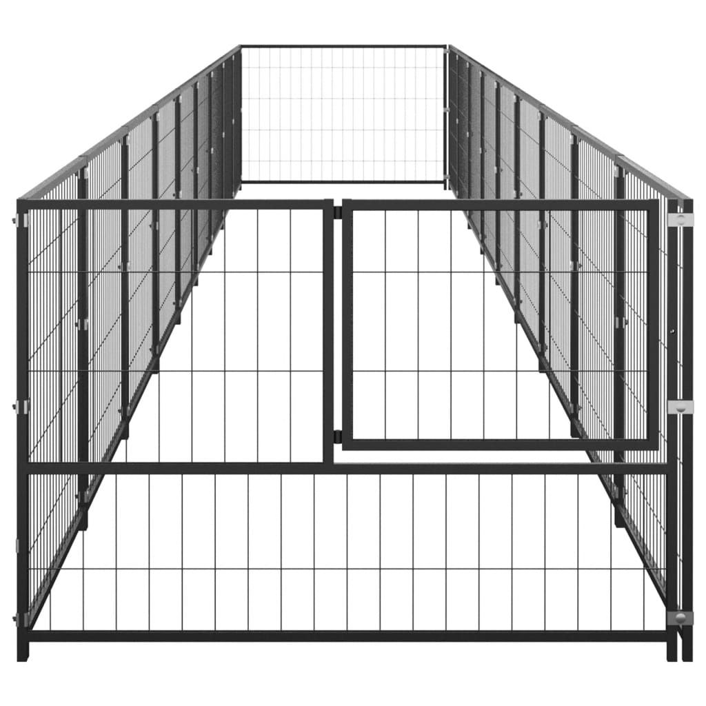 Hondenkennel 9 m² staal zwart