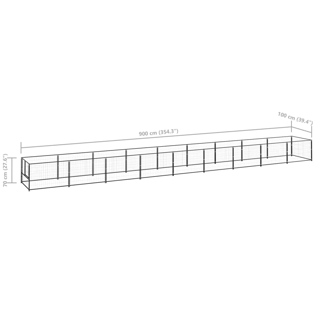 Hondenkennel 9 m² staal zwart